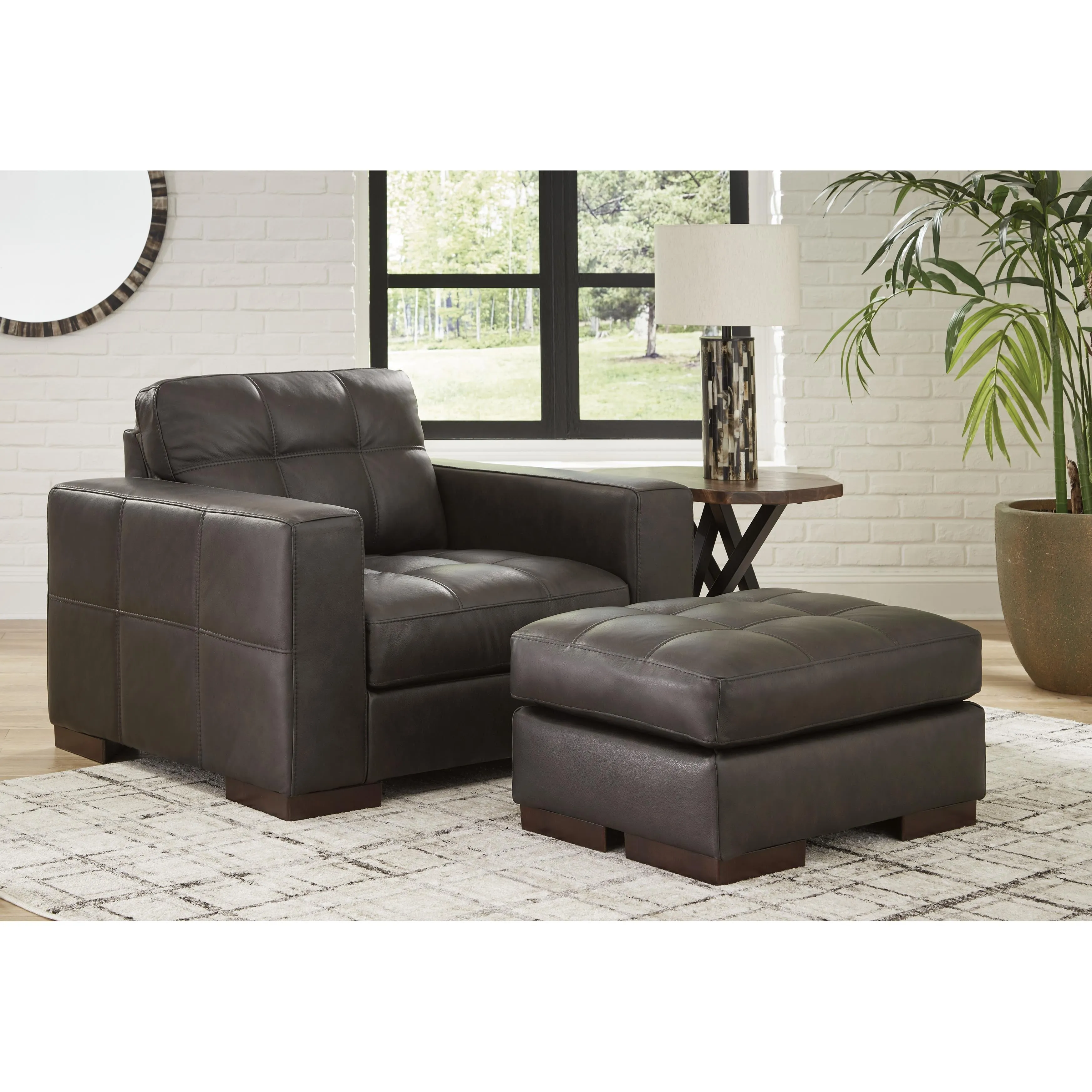 Signature Design by Ashley Luigi Leather Match Ottoman 5650614