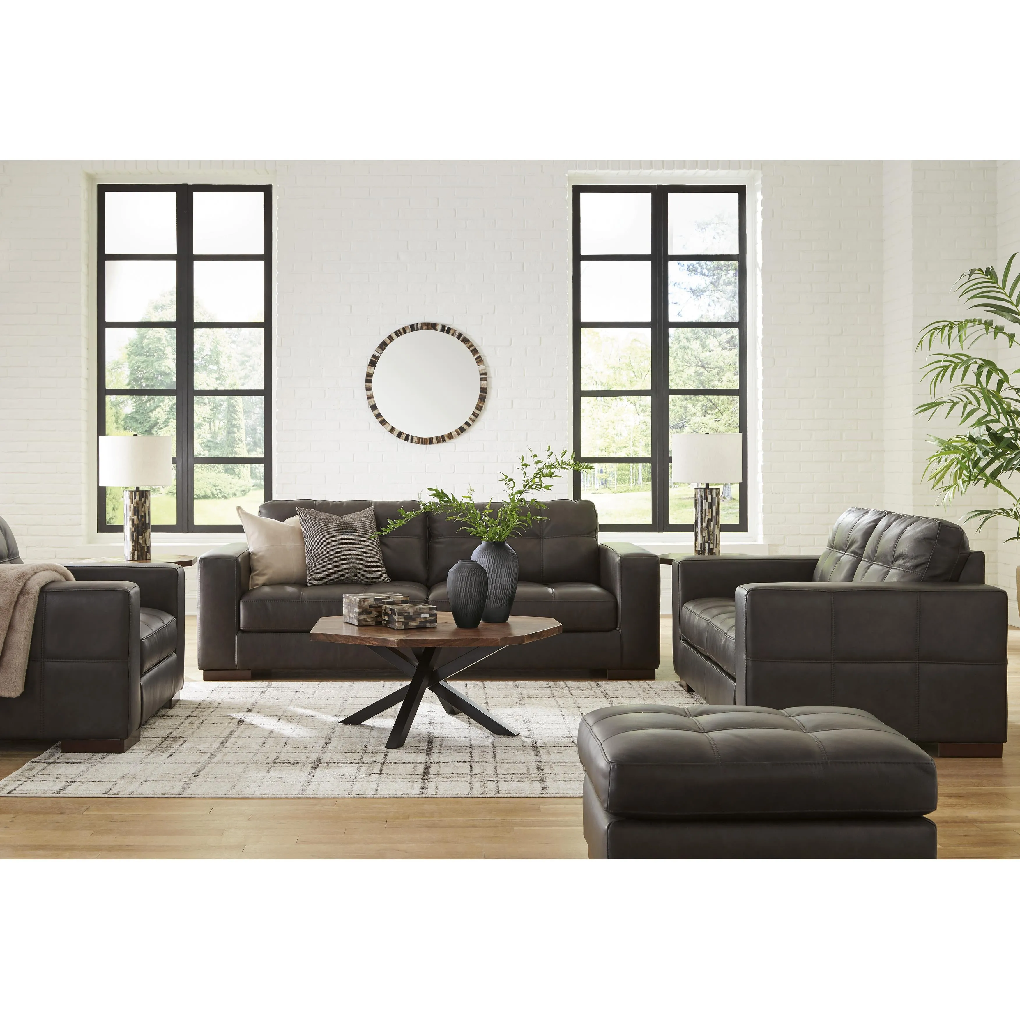 Signature Design by Ashley Luigi Stationary Leather Match Loveseat 5650635