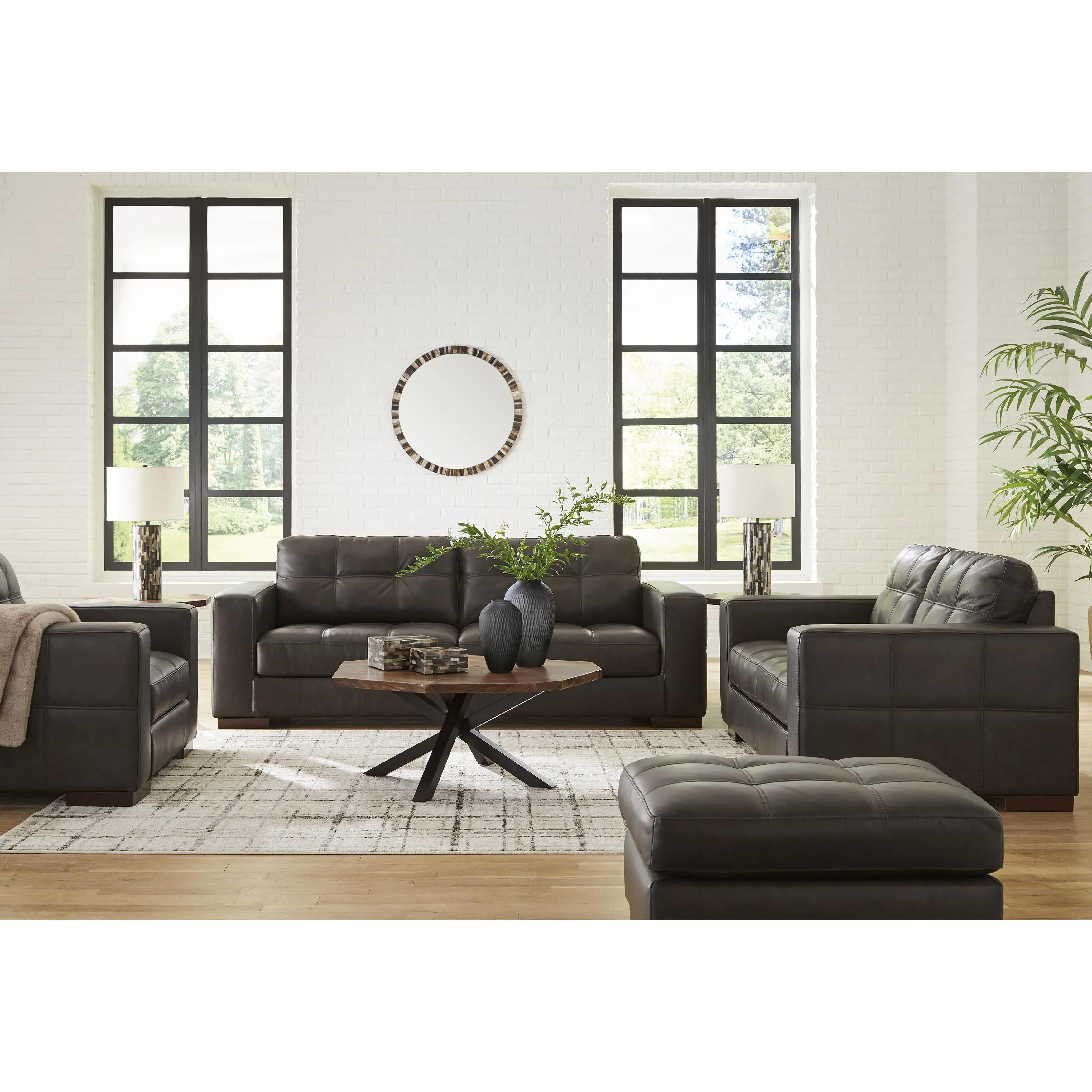 Signature Design by Ashley Luigi Stationary Leather Match Loveseat 5650635