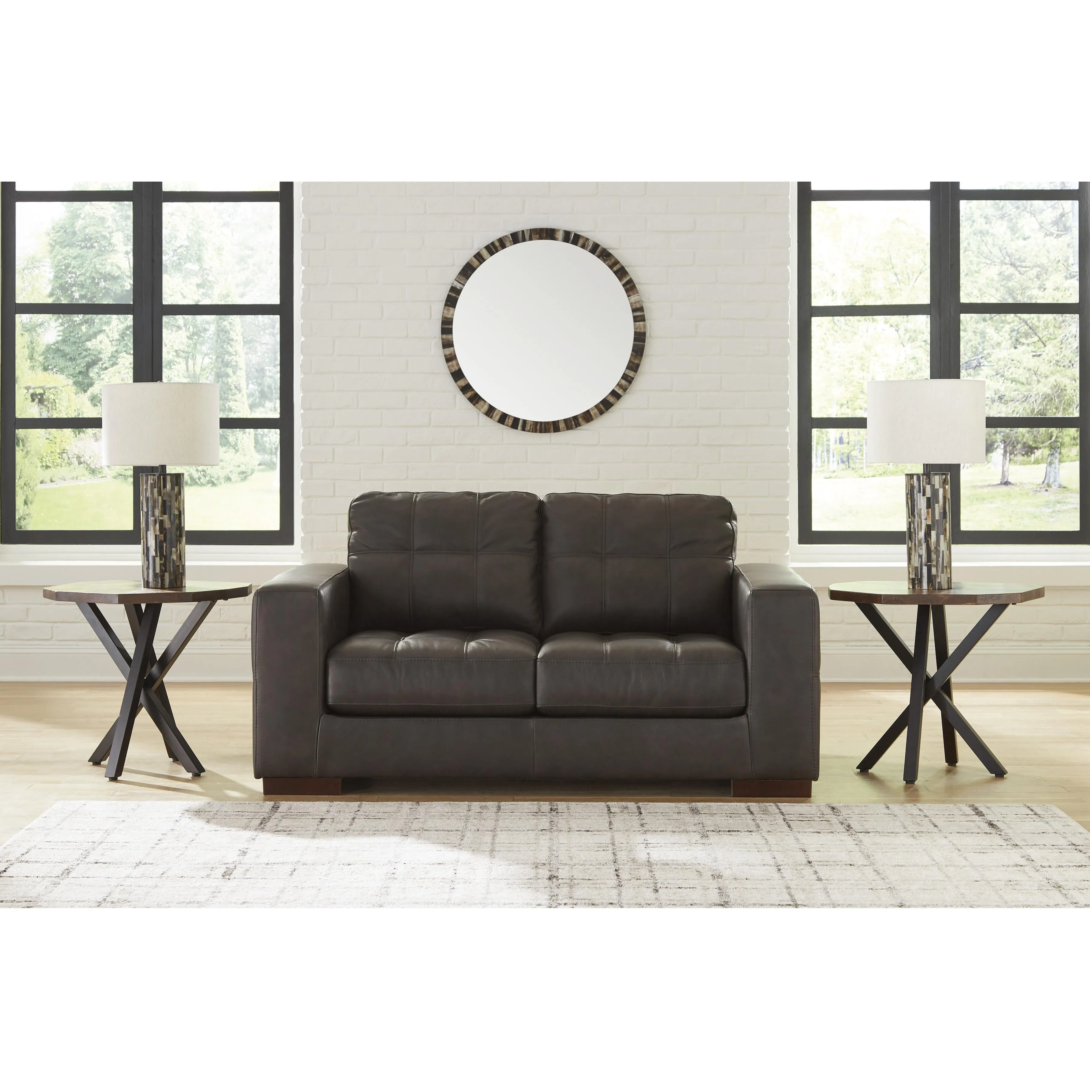 Signature Design by Ashley Luigi Stationary Leather Match Loveseat 5650635