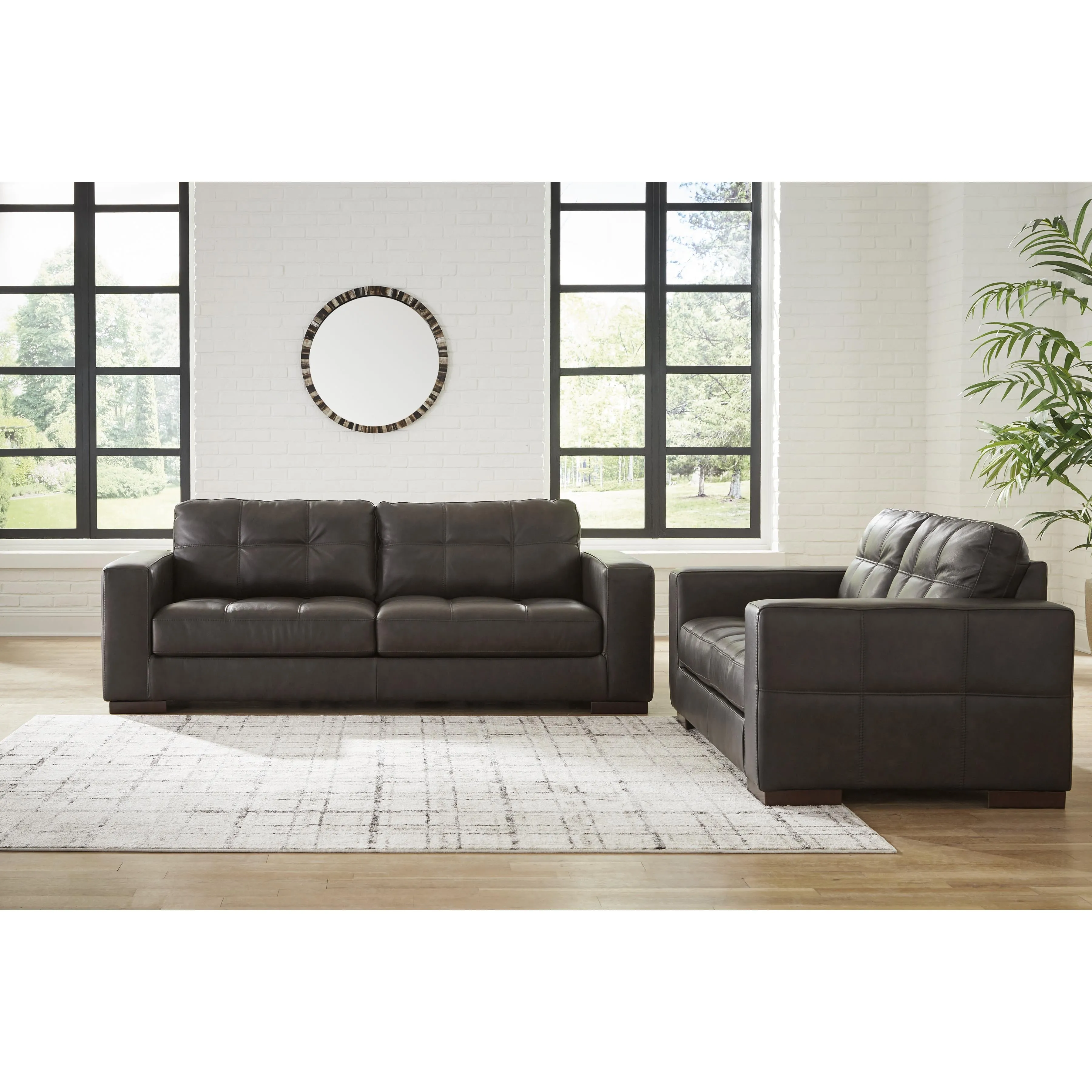 Signature Design by Ashley Luigi Stationary Leather Match Loveseat 5650635