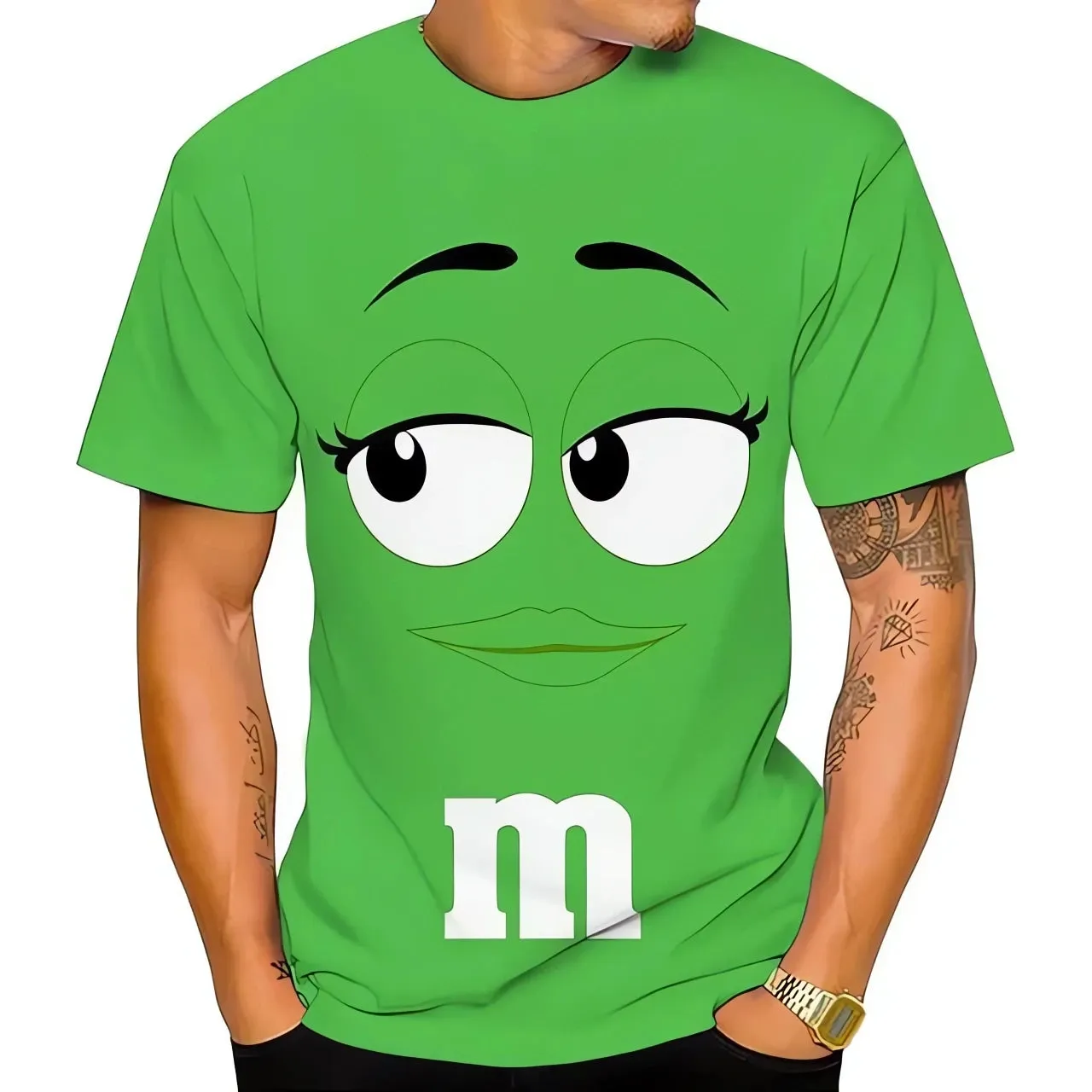 Summer innovative M&M chocolate bean children's 3D printed men's T-shirt, fun, casual, fashionable, 100-6XL