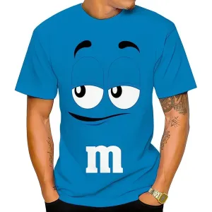 Summer innovative M&M chocolate bean children's 3D printed men's T-shirt, fun, casual, fashionable, 100-6XL