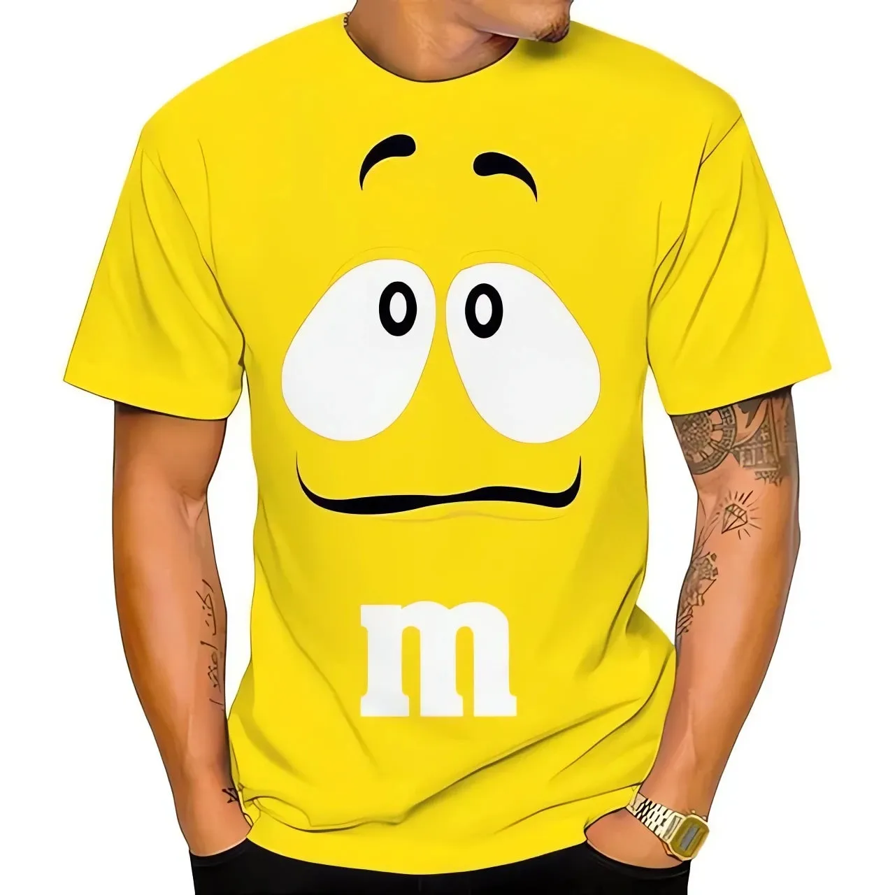 Summer innovative M&M chocolate bean children's 3D printed men's T-shirt, fun, casual, fashionable, 100-6XL