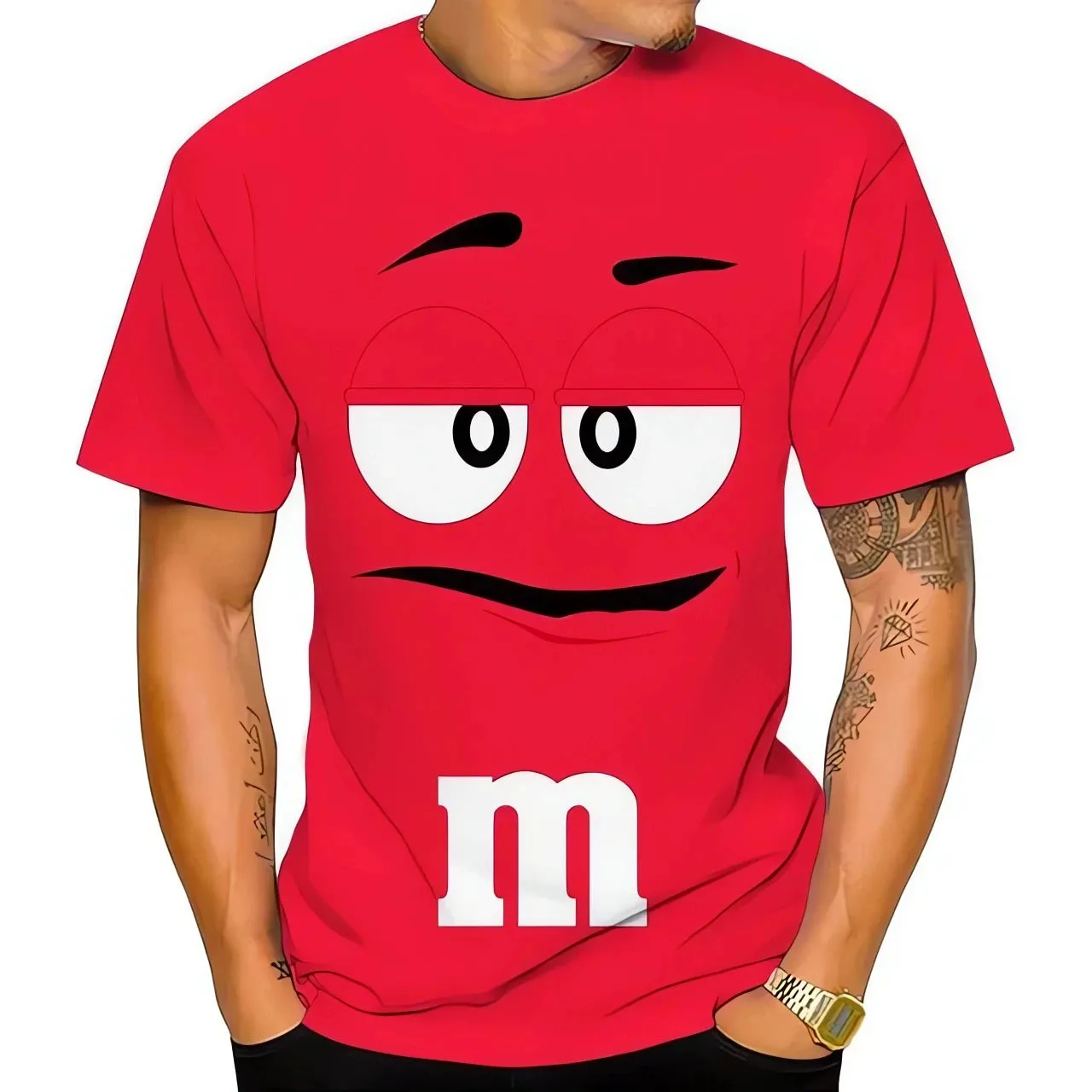 Summer innovative M&M chocolate bean children's 3D printed men's T-shirt, fun, casual, fashionable, 100-6XL