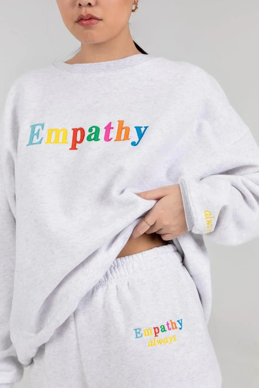 The Mayfair Group - "Empathy, Always" Grey Crewneck -  Soft Fleece Polyester