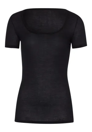 Ultralight Cotton Round Neck Fitted Top | Black 71827-019