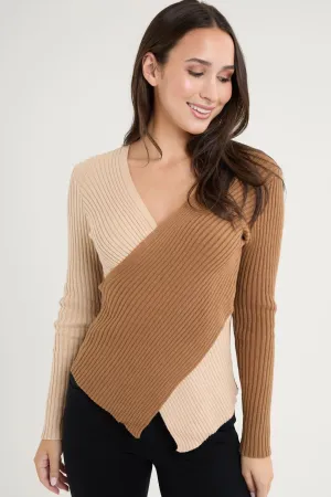 V-neck color block knit