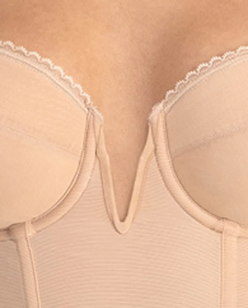 Valerie Bustier Deep Plunge V-Wire Backless Strapless Bridal Bra In Mocha - Dominique