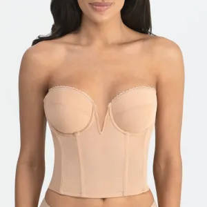 Valerie Bustier Deep Plunge V-Wire Backless Strapless Bridal Bra In Mocha - Dominique