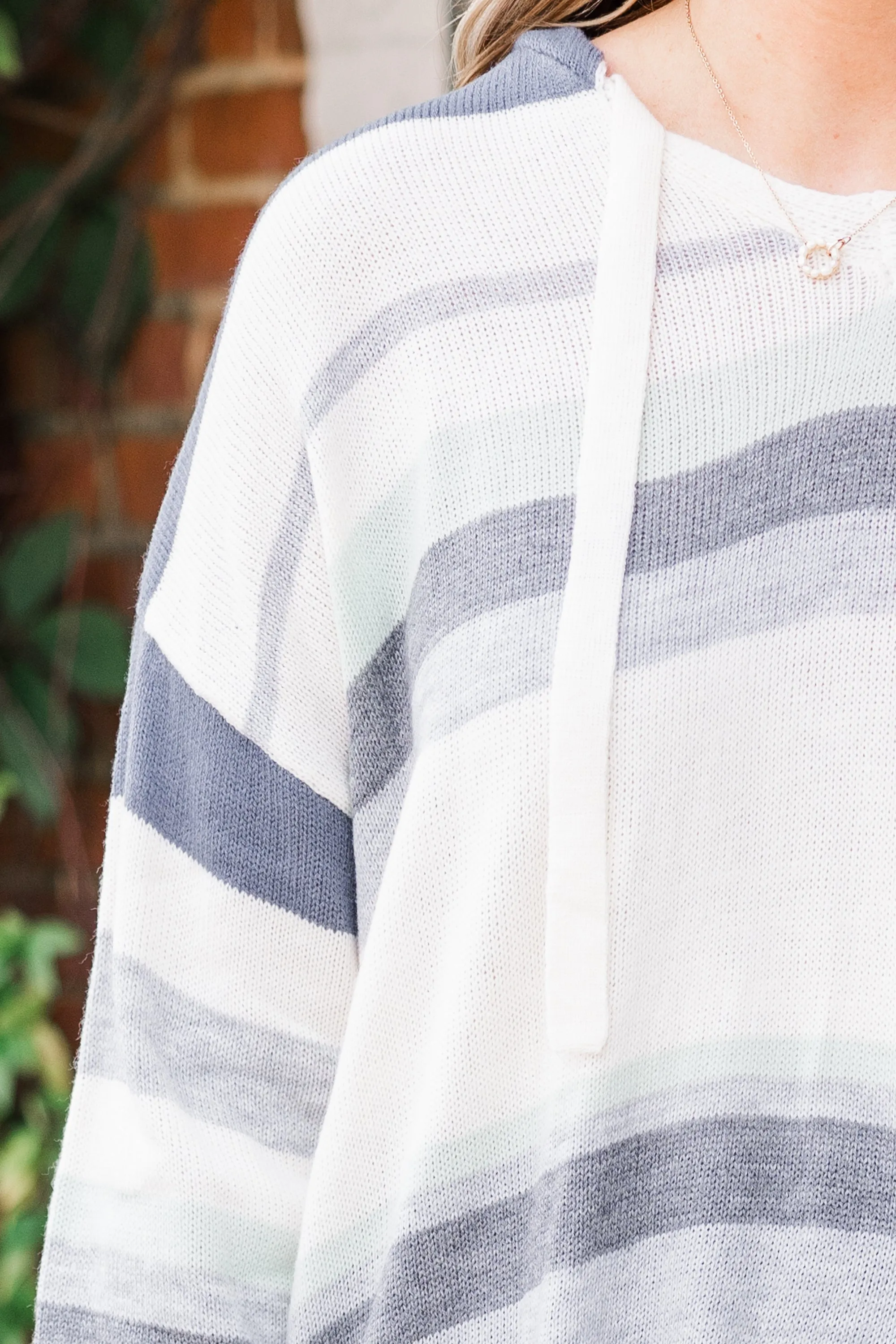 Winter Cozy Striped Sweater, Ivory-Sage