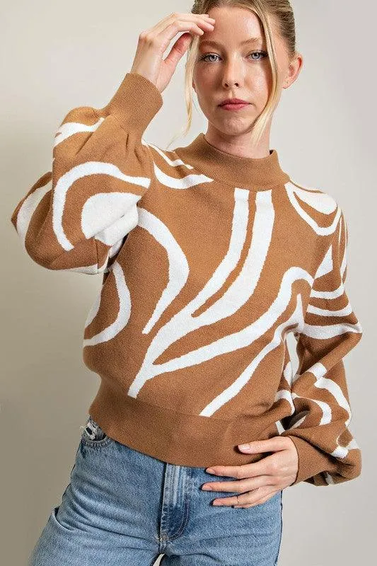 Ziggy Mock Neck Printed Sweater