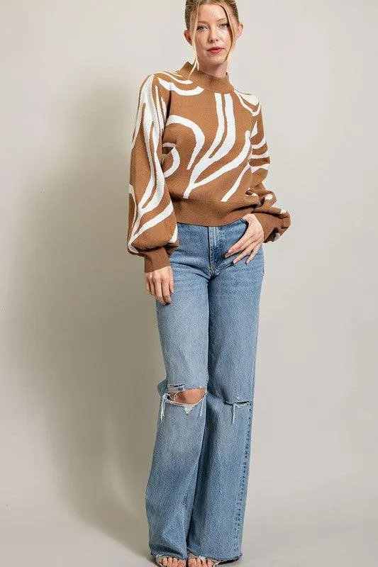 Ziggy Mock Neck Printed Sweater