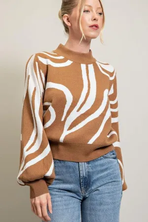 Ziggy Mock Neck Printed Sweater