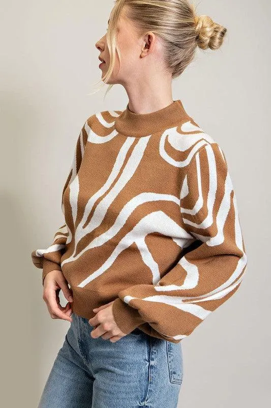 Ziggy Mock Neck Printed Sweater