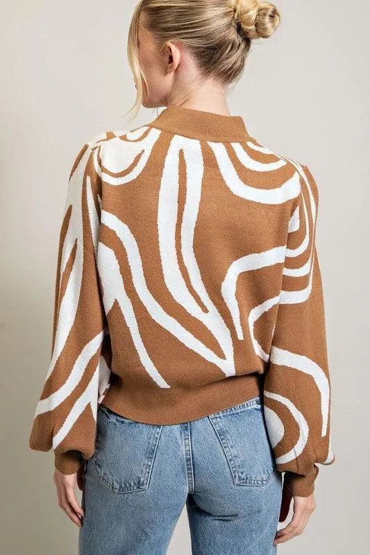 Ziggy Mock Neck Printed Sweater