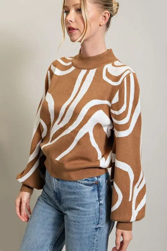 Ziggy Mock Neck Printed Sweater